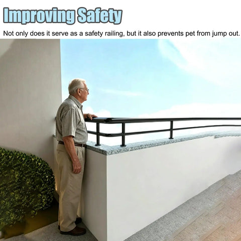 Level Up Your Outdoor Setup With This Super Sturdy Steel Balcony Railing Height Extender And Adjustable Patio Guard for safety.