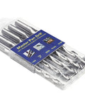 Top Shelf 5 Piece Pen Drill Bit Set Featuring Parabolic Flute Tech For Smooth Continuous Cutting Crafted From M2 High Speed Steel Packs 7Mm 10Mm And Imperial Sizes For Hardcore Shop Jobs That Finish Quick With Zero Sweat Or Downtime Today in plastic packaging showing drill sizes.