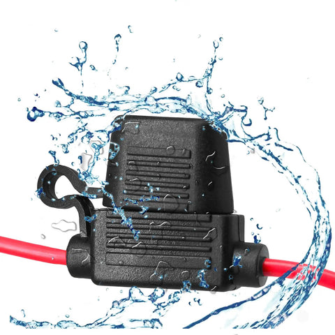 Tough Waterproof Inline Fuse Holder Kit With 14 Gauge 10 Inch Wires Fits ATO ATC Standard Blade Fuses For Vehicle Boat RV Tractor IP66