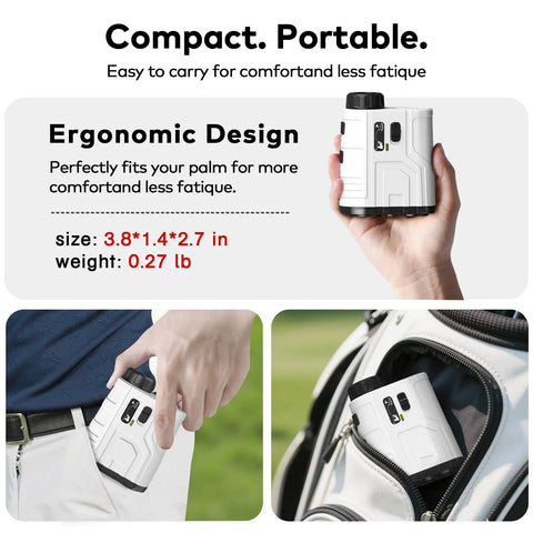 Pro Grade 1200 Yard Golf Range Finder With Slope And Flag Lock Vibration, 7X Magnification, Game Ready Lightweight Rechargeable Laser, Quick Scan, Legal Switch, Range Finder Accessory For Golf White, 3.8 x 1.4 x 2.7 in, 0.27 lb