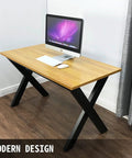 Modern desk with Beefy Pair Of 28 Inch Tall Steel Table Legs, 24 Inch Wide Box Frame, 3.15 Inch Square, in black powder coat.