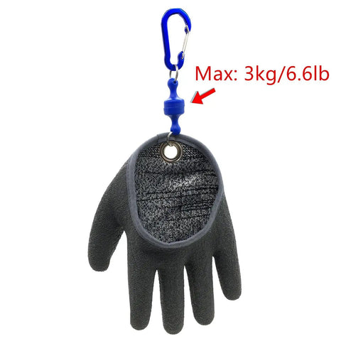 Magnetic Release Fishing Gloves For Anglers, Cut And Puncture Resistant With Magnetic Hooks, Left Hand XL, hanging with magnet