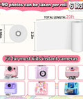 Kids Instant Camera Paper Refill Set 6 Thermal Printing Paper Rolls For Most Kid Cameras White Glossy Photo Paper 2.2in x 20ft