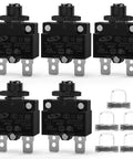 5 Pack 15 Amp Thermal Circuit Breaker With Easy Reset Switch For 125 Volt AC And 65 Volt DC Systems, durable bakelite housing.
