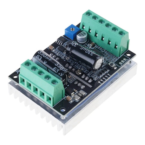 Top Shelf Smooth Operator 60V 500W Brushless Motor Driver Board With Hall Sensors For Dead Reliable Kick Start High Torque Zero To Five Volt Analog Pwm Control Plug And Play Module, top view showcasing connections and components.