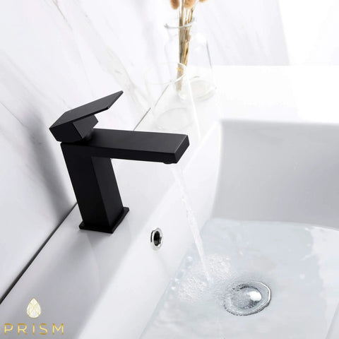 Matte Black Single Hole Bathroom Faucet With ADA Handle Modern Black Finish 304 Stainless Steel Construction Lead Free Ceramic Cartridge cUPC Certified Easy Install Built To Last And Slick For Any Modern Vanity