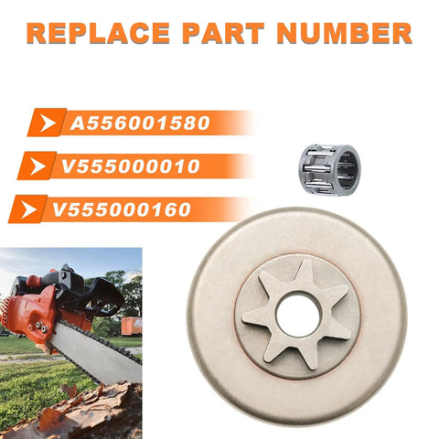 3/8 Inch Chainsaw Spur Sprocket Kit With Clutch Drum And Needle Bearing, 7 Tooth Drive Sprocket For Echo CS 590 600P Image