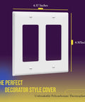 Durable 2-Gang Decorator Wall Plate for Light Switch and Receptacle, White Polycarbonate Thermoplastic, 4.50 x 4.57 Inch