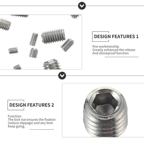Industrial Grade 300-Piece M3 To M8 304 Stainless Steel Hex Socket Set Screws With Oval Cup Point Internal Drive displayed