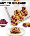 Heavy Duty Half Sheet Pans With Rack Set for Baking and Roasting, cookies on nonstick surface, dried fruits, easy release, no burnt cookies