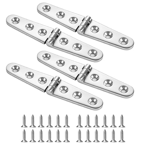 Heavy Duty Flat Strap Hinge Symmetrical Marine Grade 316 Stainless Steel For Boat Hatches Toolboxes Doors And Gates 6 By 1.18 Inch 2 Pack
