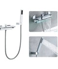 Wall Mount Tub Faucet Chrome Waterfall Dope Style With Sprayer and Hand Shower Brass Tub Filler With 2 Handles Lead Free Brass