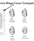 Mega Siding Plate Cover White PVC 13.5 By 7.12 Inches For Octagonal Vinyl Siding Block With Built In Electrical Box Two Pack Easy Mount Exterior Upgrade For Coach Light Or Entryway. Compatible size chart
