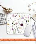 Flower Power Square Mouse Pad With Premium Texture Personalized Customizable Design Washable Surface Non Slip Rubber Base HD Full Color Print 9.5 by 7.9 Inch Computer Mouse Pad For Wireless Mice with floral pattern