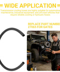 Mechanic holding Half Inch ID Transmission Oil Cooler Hose Replacement For Transmission Line near vehicle
