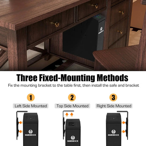 Quick Draw Concealed Handgun Safe With Smooth Slider Design And Hidden Fingerprint Lock For Nightstand Or Wall Mounting, shown installed under desk.