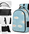 Pastel Daisy Light Blue Watercolor Printed Backpack For Everyday Use Unisex Large Capacity Polyester Go To Daypack