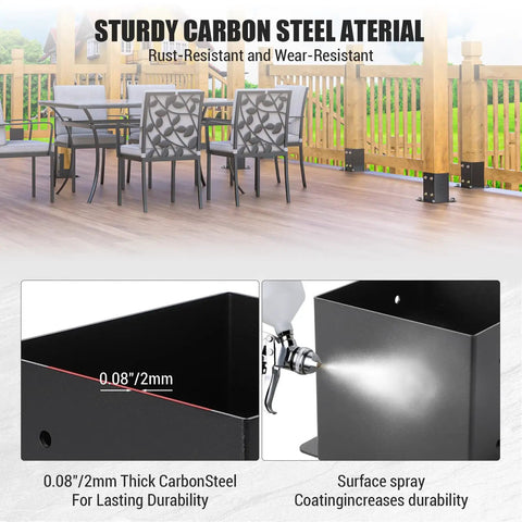 Heavy Duty 6x6 Post Base Anchors With Hardware Kit, Powder Coated Steel Raised Base Brackets For Fence Pergola Gazebo Mounts, 8 Pack With Inner Size 5.8 By 5.8 Inches For Timber Posts As Deck Support Plates