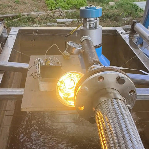 Portable 1KW Micro Hydroelectric Generator 220V For Home Use And Off Grid Power, showing the blue connector and light in action
