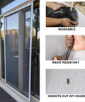 Pet Proof Fiberglass Window Screen Mesh Roll 36 Inch By 50 Feet DIY Replacement Netting installed on patio door