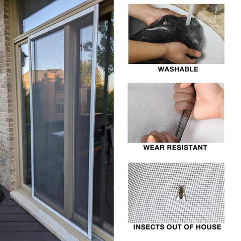 Pet Proof Fiberglass Window Screen Mesh Roll 36 Inch By 50 Feet DIY Replacement Netting installed on patio door