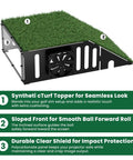 Heavy Duty Floor Mounted Golf Simulator Enclosure With Turf, Projector Cover, And Quiet Cooling Fan, angled view.