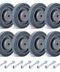 Heavy Duty 5 Inch Shopping Cart Wheels Replacement 8 Pack with durable polyurethane and steel hardware visible, smooth rolling