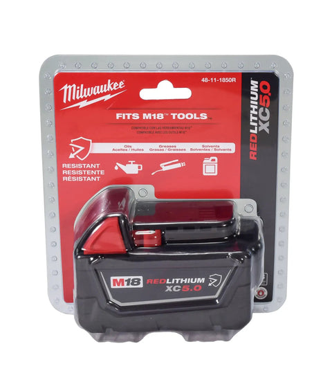 Extended Capacity 18V 5Ah XC Battery Pack Two Pack With Resistant Housing packaged for M18 cordless tools