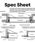 Spec sheet detailing installation for 24X24 Fire Rated Insulated Access Panel Featuring Two Inches Of Mineral Wool And A 16 Gauge Steel Frame