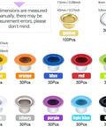 Various multicolor 3/16 inch eyelets for the Heavy Duty Pro Grade Eyelet Pliers Kit, showing different colors and quantities.