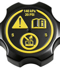 Chevrolet Radiator Cap Replacement 13502353 Fits Silverado 1500, Equinox, Malibu with safety and pressure markers visible