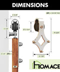 Diagram of Brushed Nickel Sliding Barn Door Hardware Kit for Double Doors, 9ft Flat Track with Diamond Rollers, dimensions marked.
