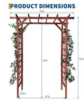 7 Foot Wooden Arbor Trellis With Flat Top For Climbing Plants Garden Decor Outdoor Ready To Assemble Cedar Frame Moisture Resistant Yard Or Patio Backyard Vibe, 85.2 inch tall with dimensions labeled.