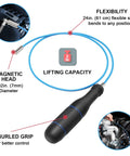 VASTOOLS thin, flexible magnetic pickup tool with 24in shaft, knurled grip and magnetic head for reaching tight gaps.