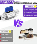 Comparison between Three Quarter Inch Hose Barb Ball Valve Kit With Stainless Steel Clamps and a rusted alternative model.