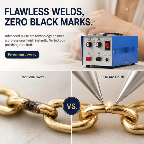 Jewelry Spot Welder With Pulse Sparkle Technology Pro Grade Portable Soldering Machine for necklace repair.