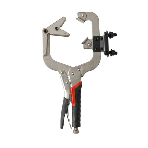 Locking Welding Clamp With Swivel V Type Pads And Installing Support For Handheld And Tabletop Use, 14 Inch Clamp Adjustable Jaws