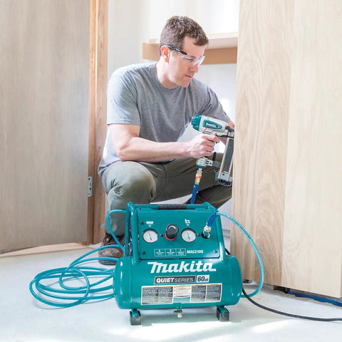 Kickass Quiet Electric Air Compressor, 1 Horsepower 2 Gallon Tank, Smooth Oil Free Pump Action, Heavy Duty Steel Cage, No Sweat Operation, Killer Airflow For Pros And Weekend Warriors Alike Today in use for woodworking.
