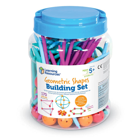 Geometric Shapes Building Set For Kids Ages Five And Up 170 Pieces Kid Friendly Hands On Math Learning Kit jar with shapes