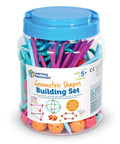 Jar of Geometric Shapes Building Set For Kids Ages Five And Up 170 Pieces Kid Friendly Hands On Math Learning Kit shown on white background