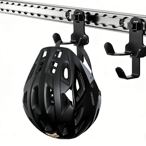 2 Pack 3 In 1 Heavy Duty L Track Hooks For Helmet And Gear Aluminum Alloy Quick Mount Hanger Fits Vertical And Horizontal L Track Rails Ideal Tie Down Accessory For Vans Trailers And Garages