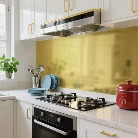 Gold Self Adhesive Wallpaper Peel And Stick Metallic Contact Paper For Walls And Surfaces Waterproof DIY Decor in kitchen