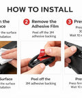 Go-To 12 Gauge Shotgun Shell Holder Caddy For Buttstock installation steps with adhesive 3M tape and instructions.