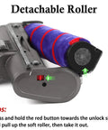 Close-up of detachable soft roller on Soft Roller Vacuum Head For Cordless Dyson V7 V8 V10 V11 V15 Hardwood Floor Attachment Universal Fit