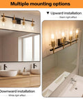 Farmhouse Brass Bathroom Vanity Lights Over Mirror Vintage Wall Sconce Fixtures With Glass Shade Four Light Fixtures Hardwired