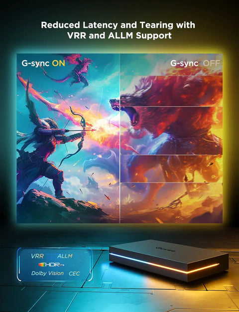 HDMI 2.1 AI Sync Box 2 With RGBWIC For 55 To 65 Inch TVs Delivers 8K 60Hz And 4K 144Hz, screen sync display with VRR and ALLM