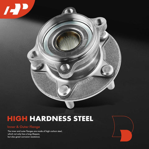 Close-up view of Two Pack Rear Wheel Bearing And Hub Assembly 5 Lug For Mazda CX 5 2013 Through 2023 AWD All Models, highlighting steel material.