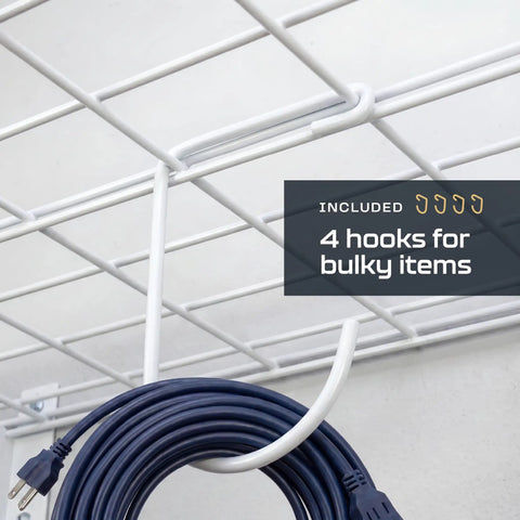 Heavy Duty White Steel Garage Wall Shelves 2 Pack, 18 X 48 Inch, 500 Lb Rock Solid Frame, Hammertone Coated Wire Shelving Rack For Effortless Home Organization And Storage