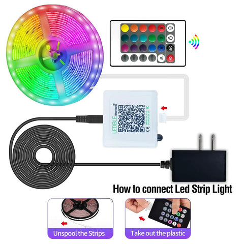 60Ft Bluetooth LED Strip Lights With Music Sync So Lit Color Changing RGB 5050 Rope Light Strips Built In Mic App Control And Remote