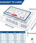 600 Piece 304 Stainless Steel Wood Screws Set With 18 Sizes Self Tapping Phillips Pan Head For Wood And Sheet Metal Sizes Four Through Twelve Lengths From Three Eighths Inch To One And A Half Inches Silver in a plastic box